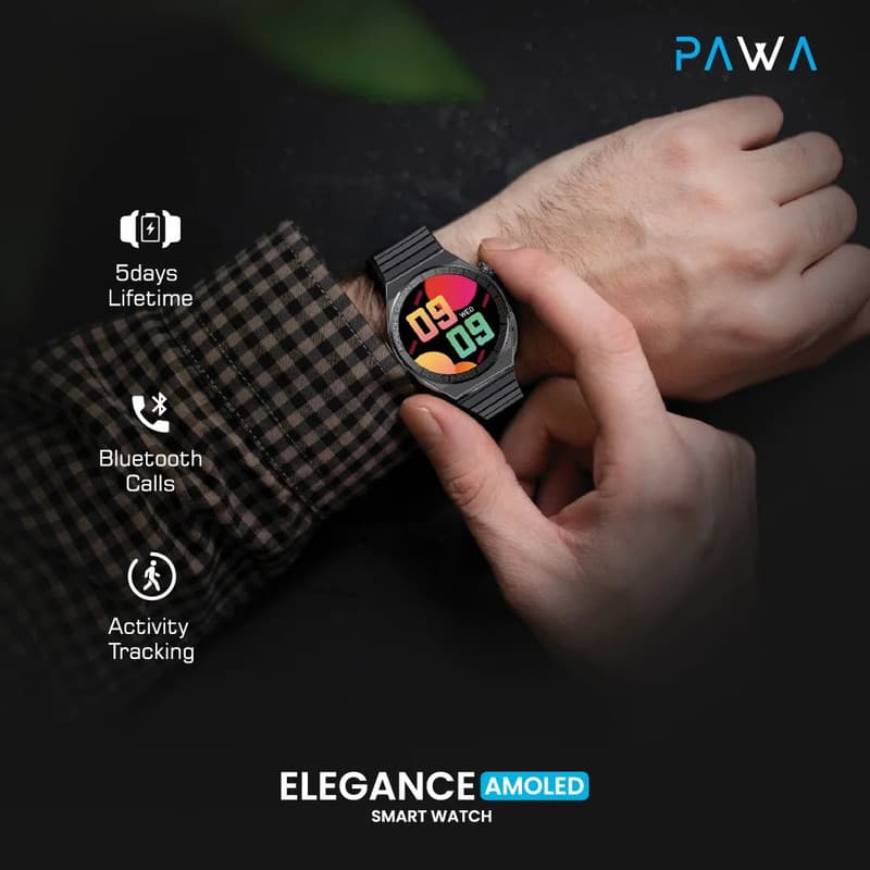 ساعت هوشمند پاوا مدل Elegance شمارنده ضربان قلب، گام شمار، نمایش اعلان، بند فلزی — تصویر ۵
