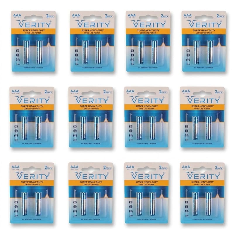 باتری نیم قلمی وریتی مدل Super Heavy Duty Long Life Power بسته 24 عددی — تصویر ۷