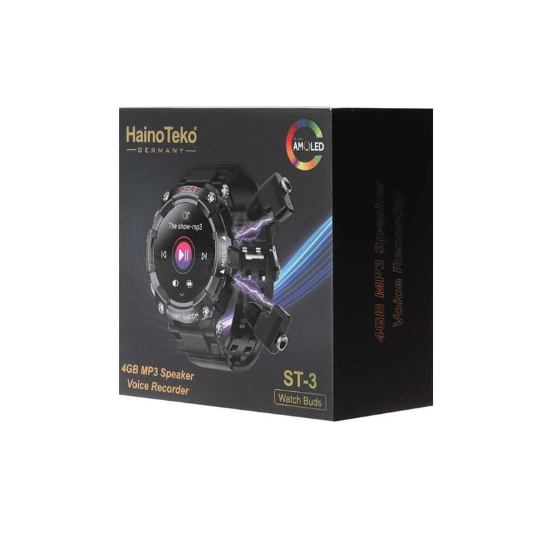 ساعت هوشمند هاینو تکو مدل edition three st3 wirless دارای قابلیت های صفحه نمایش رنگی، صفحه نمایش لمسی، قابلیت مکالمه از طریق بلوتوث بند پلاستیک — تصویر ۳