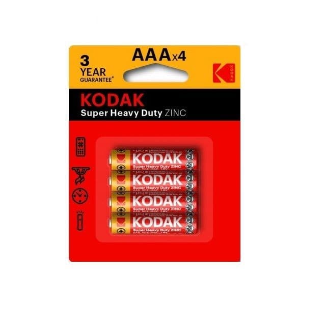 باتری نیم قلمی کداک مدل Super Heavy Duty ZINC بسته 4 عددی — تصویر ۳