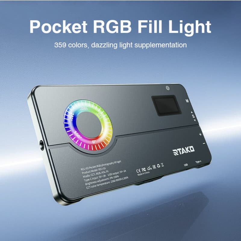 نور ثابت ال ای دی رتاکو مدل Pocket RGB RDJ-03 — تصویر ۳