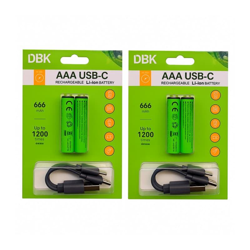 باتری نیم قلمی قابل شارژ دی بی کی مدل USB-C LI-ION بسته 4 عددی — تصویر ۲