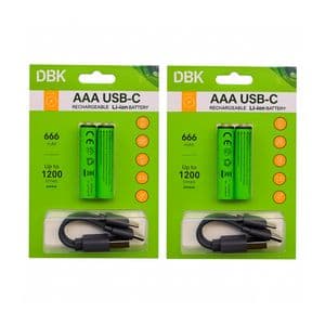 باتری نیم قلمی قابل شارژ دی بی کی مدل USB-C LI-ION بسته 4 عددی