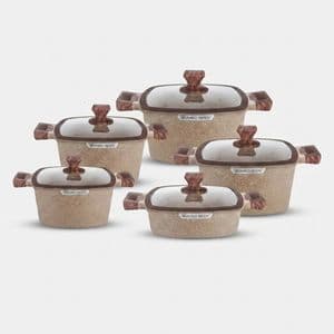 سرویس قابلمه و تابه گرانیتی 10 پارچه بازرگانی زیو مدل ZCS-8300/5S32 JUMBO SERIES