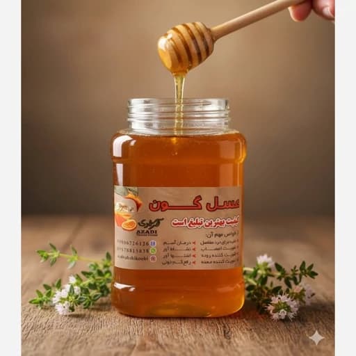 عسل گون اعلا طبیعی مستقیم از زنبوردار یک کیلو گرمی برداشت 1405 ((پلمپ شده و بهداشتی))