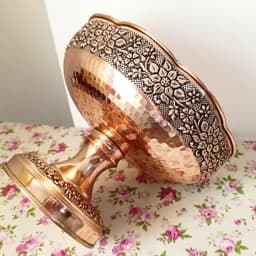آجیل خوری یا میوه خوری قطر 22 تک پایه طرح گل کاری شده — تصویر ۳
