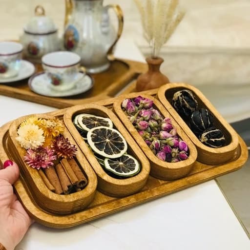 آجیل خوری چوبی 5 تکه مدل آوین