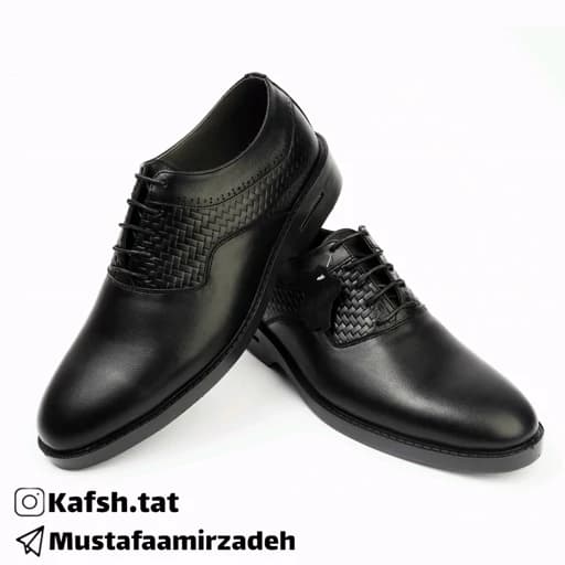 کفش چرم مردانه تات مدل کوروش چاپی و ساده در دو رنگ مشکی و عسلی سایز 40تا44