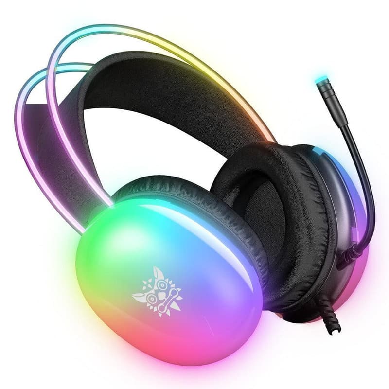 هدست گیمینگ اونیکوما مدل X25 RGB با نویز کنسلینگ میکروفون (ENC)، بدون قابلیت شارژ، اتصال از طریق جک 3.5 میلی متری صدا، دارای دکمه قطع و وصل میکروفون و دکمه کنترل صدا، طراحی ارگونومیک و بالشتک‌های نرم  — تصویر ۶