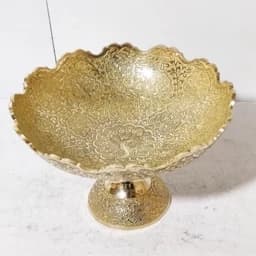 آجیل خوری برنجی شکلات خوری برنجی قطر 20 سانت دو رو طرح دار با طرح طاووس مناسب استفاده ظروف پذیرایی ظروف برنجی ظروف برنز — تصویر ۳