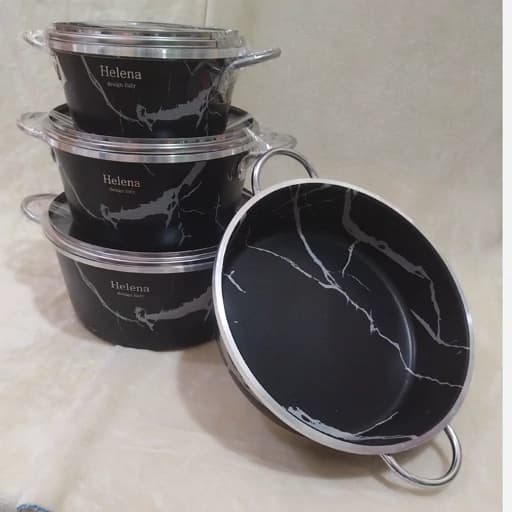 سرویس قابلمه و ماهیتابه گرانیتی 7پارچه طرح سنگ هلنا — تصویر ۲