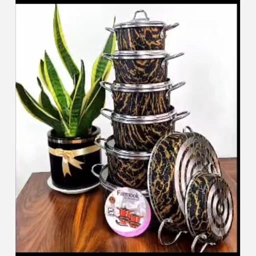 سرویس قابلمه 14 پارچه ماربل دسته نقره ای بسیار باکیفیت وعالی و قیمت عالی با 15 ماه گارانتی — تصویر ۲