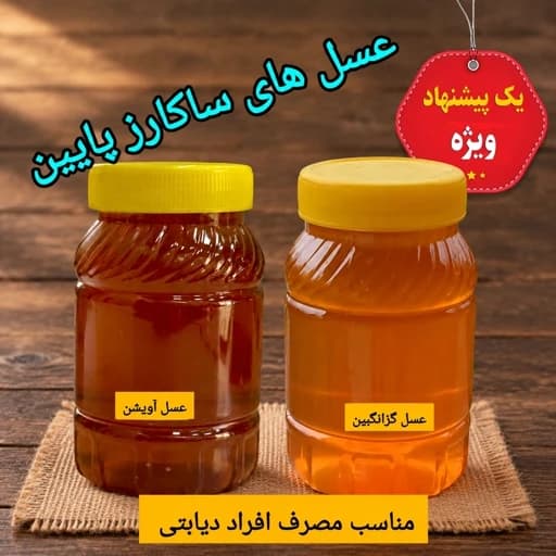 عسل طبیعی ساکارز پایین ( دو کیلویی) ارسال رایگان — تصویر ۲