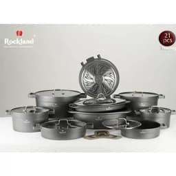 سرویس قابلمه راکلند سری جدید آلمانی تمیس درجه یک 21پارچه با تابه مرغ و ماهی(طوسی) پس کرایه — تصویر ۳