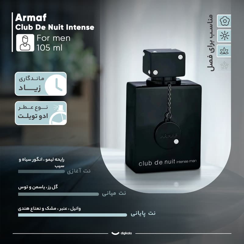 ادو تویلت مردانه آرماف مدل Club De Nuit Intense Man حجم 105 میل لیتر — تصویر ۴