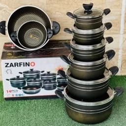 سرویس قابلمه گرانیتی 14 پارچه ظرفینو دسته پلاستیکی — تصویر ۳