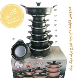 سرویس قابلمه گرانیتی 18پارچه فورج مدل دیگ چک — تصویر ۳