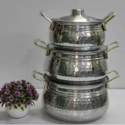 سرویس قابلمه روحی چکشی 3 عددی دسته دار — تصویر ۳