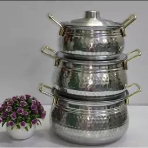 سرویس قابلمه روحی چکشی 3 عددی دسته دار