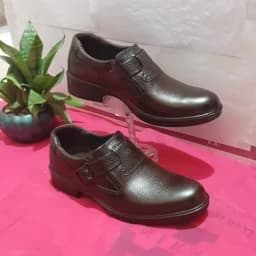 کفش چرم مردانه مشکی کفش طبی چرم طبیعی مردانه — تصویر ۳