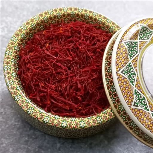 زعفران سرگل ممتاز قائنات طرح خاتم سان زر ( یک مثقالی )