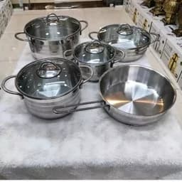 سرویس قابلمه استیل 9 پارچه کف چدن مارک دستی لوکس — تصویر ۳