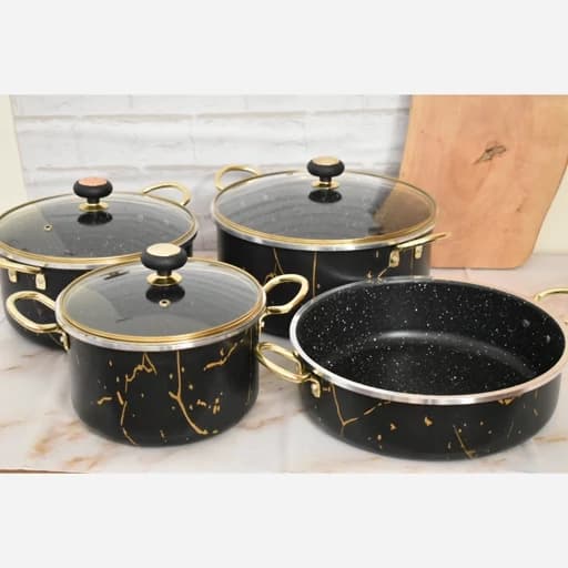 سرویس قابلمه گرانیت 7 پارچه ونوس طرح ماربل ضخیم نچسب