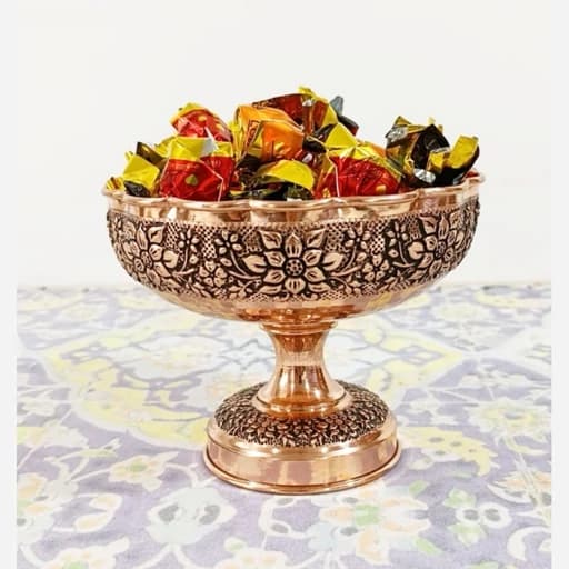 آجیل خوری مسی سیاه قلم گلبرگ قطر 22 نانو ارسال رایگان
