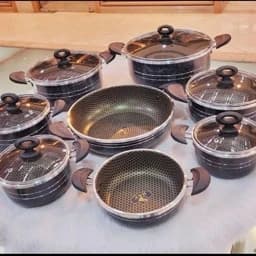 سرویس قابلمه 14 پارچه هلنا زنبوری دسته نسوز -قسطی+ارسال رایگان — تصویر ۳