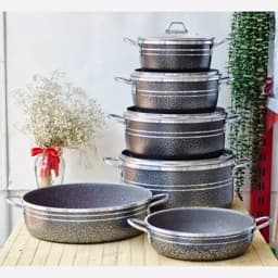 سرویس قابلمه 10 پارچه سایز بزرگ گرانیت — تصویر ۳