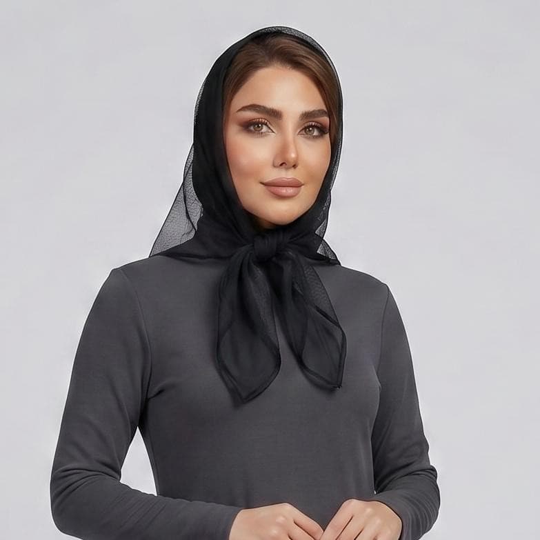 روسری زنانه مدل حریر توری ساده و نازک قواره 70 — تصویر ۸