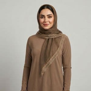 مینی اسکارف زنانه مدل توری حاشیه دانتل دار شاین کد ۰۰۱۱۸