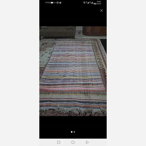 گلیم دستباف سنتی محلی با الیاف نخ و پارچه