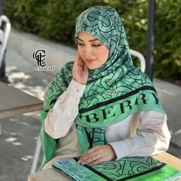 شال روسری نخی کاستوم سیتو طرح بنیت 140 سانتی متری سبز آرامش بخش — تصویر ۳