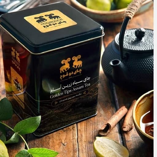 چای شکسته سوپر زرین اعلا قوطی فلزی دو قوچ - 450 گرم