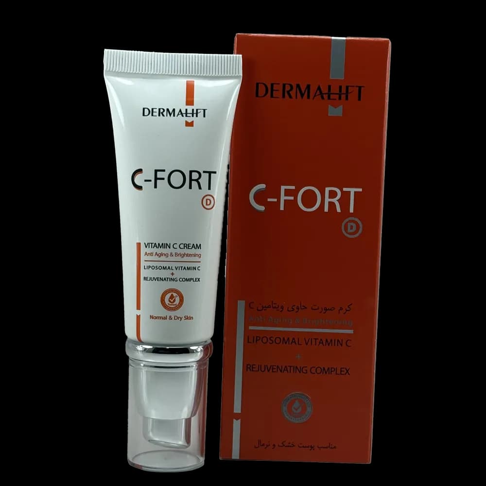 کرم صورت ویتامین سی درمالیفت مدل سیفورت (C-Fort) | مخصوص پوست خشک و نرمال | حجم 40 میلیلیتر