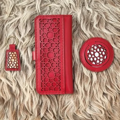 کیف پول چرم گاوی دستدوز اسلیمی و جاکلیدی و آینه جیبی کیف چرم دستدوز کیف پول زنانه کیف چرمی زنانه ست کیف پول — تصویر ۲