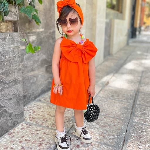 لباس کودک پیراهن پاپیونی
