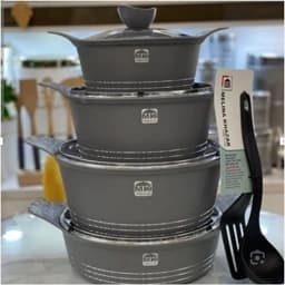 سرویس قابلمه طوسی 10پارچه داخل گرانیتی MK — تصویر ۳