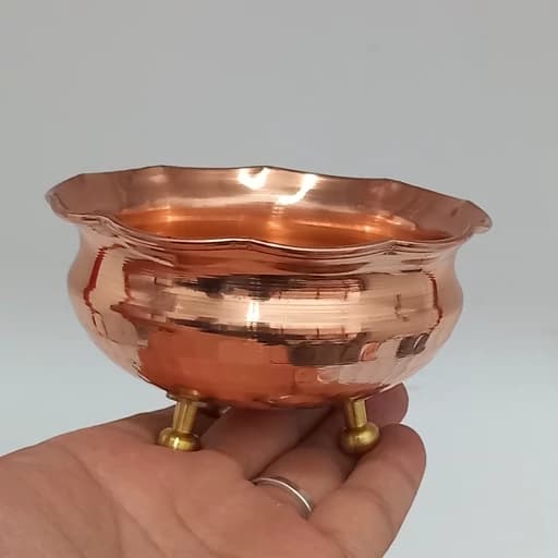 آجیل خوری مسی مدل سه پایه برنجی نانوشده زنجان بسته