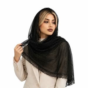 شال تور زنانه مدل نگین‌دار نوار دوزی کد E500 با طول و عرض 70*160 سانتی‌متر