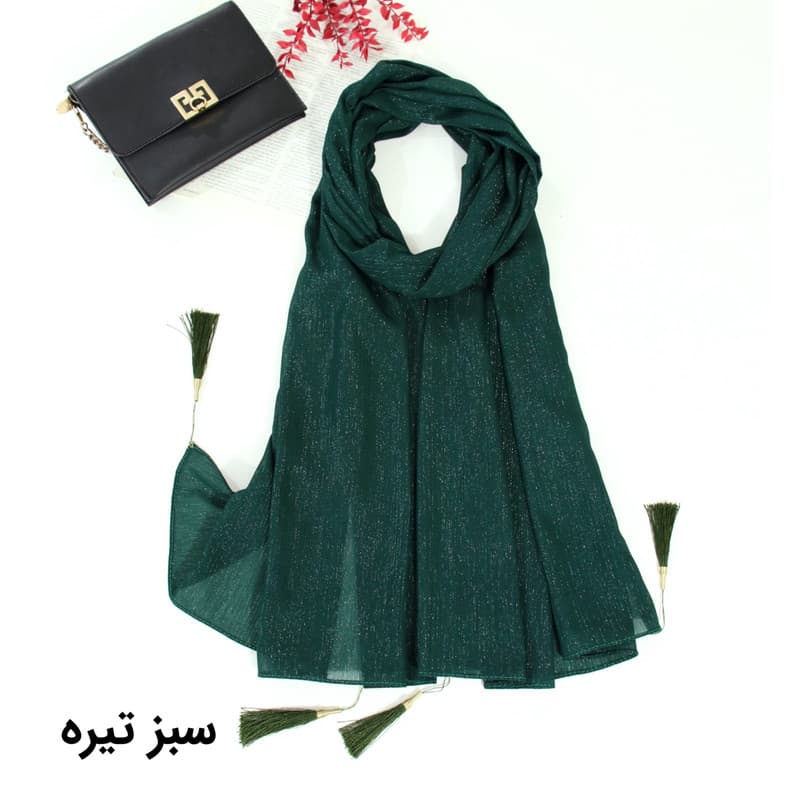 شال زنانه مدل حریر مجلسی لمه طرح ساده کریشه کد ana-2265 — تصویر ۳