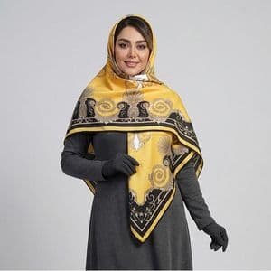 روسری زنانه آنالیا مدل ابریشم مزونی دور دست دوز کد 9660