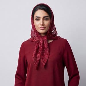 مینی اسکارف گیپور زنانه مدل T1 با طول و عرض 116*90 سانتی‌متر — تصویر ۸