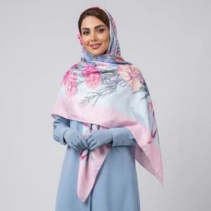 روسری زنانه مدل ابریشم پاییزه طرح گل میخک دور دست دوز کد 3020
