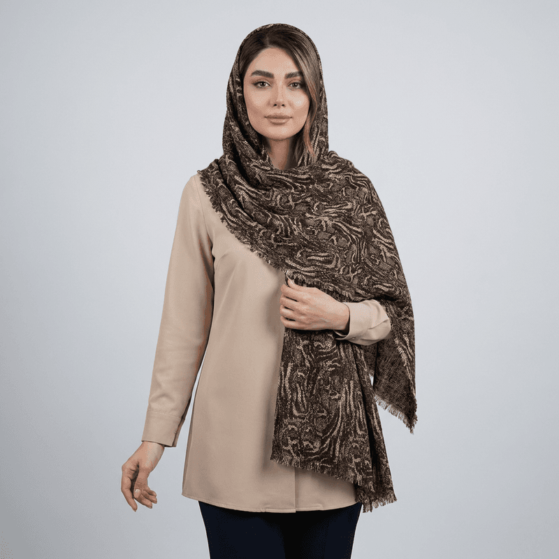 شال زنانه کنفی ریشه دار مدل 001 با طول و عرض ۱۹۵ در ۶۵ سانتی متر — تصویر ۶