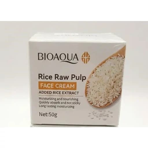 کرم صورت برنج بیوآکوا Bioaqua مدل Rice Raw Pulp مرطوب کننده و مغذی کاسه ای وزن 50 گرمی