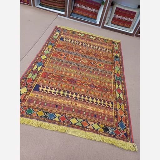 گلیم سوزنی(ورنی)پشم ذرع و نیم دستباف آذربایجان پس کرایه — تصویر ۲