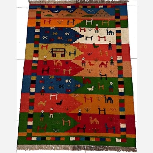 گلیم گبه بختیاری دستباف 1.5 متری