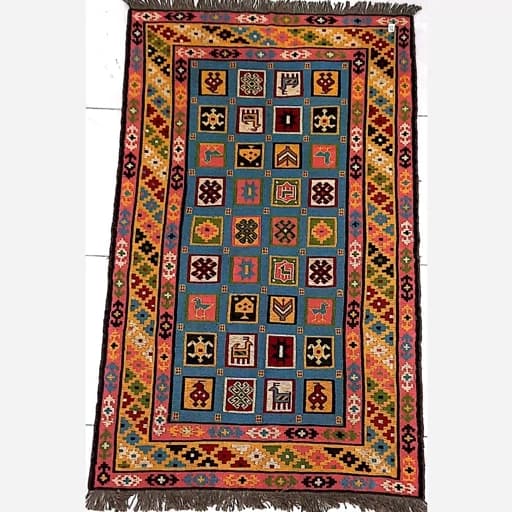 گلیم سرانداز بختیاری دستباف ،طرح خشتی